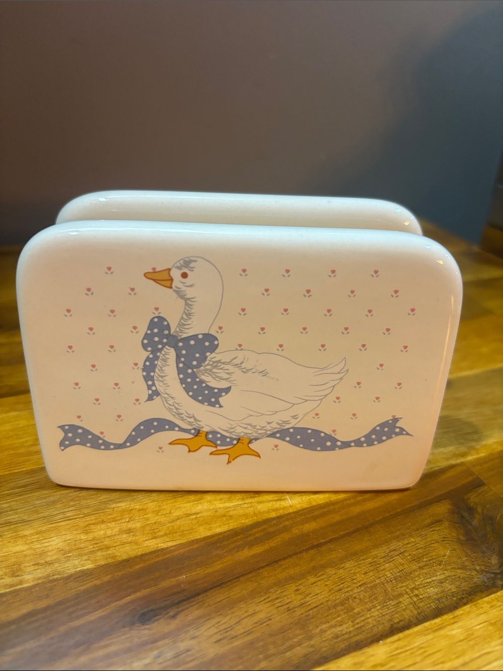 Vintage 1980s Country Goose Ceramic Napkin Holder
